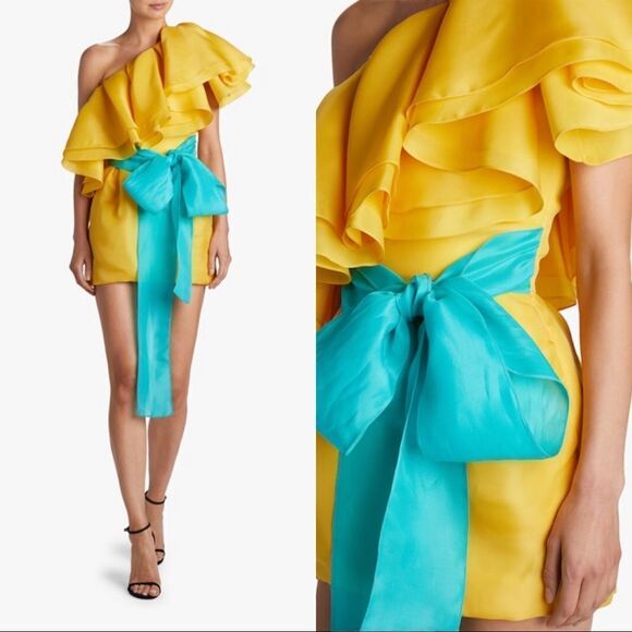 PRABAL GURUNG Carsix 100% Silk One Shoulder Dress - Picture 6 of 12